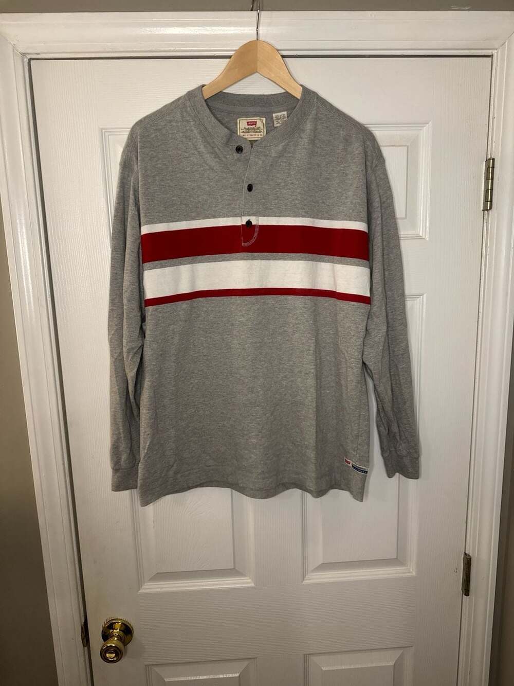Vintage 90s Levi's Custom Sportswear Henley Striped Long Sleeve Shirt